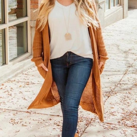 Long Camel Knit Cardigan - Picture 4 of 4